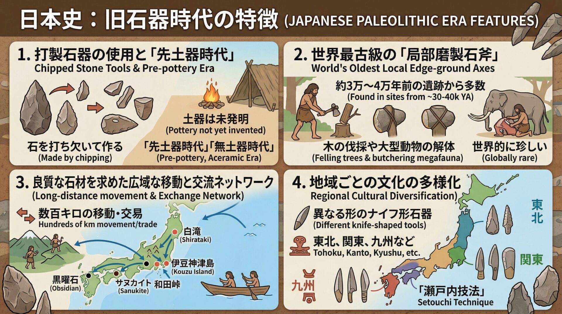 旧石器時代とは？日本の始まりと特徴を分かりやすく解説｜岩宿遺跡から 