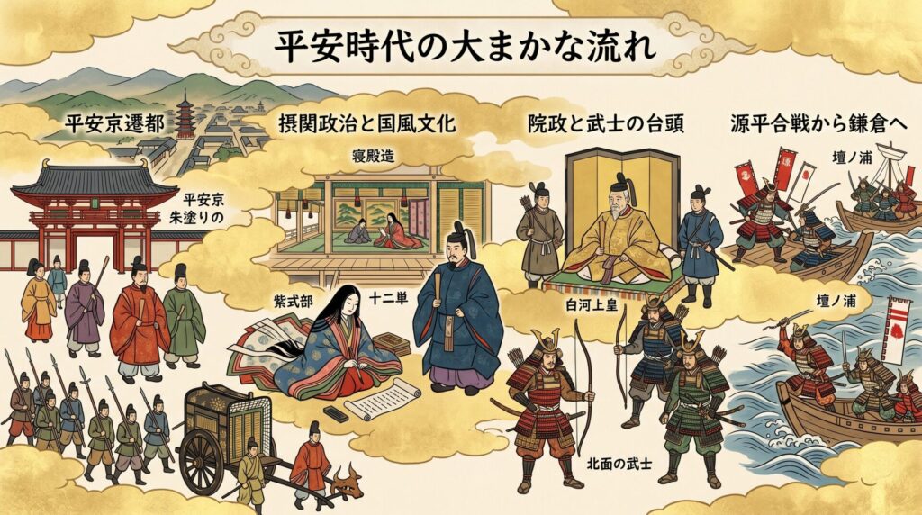 平安時代とは？雅な貴族文化から武士の台頭まで400年の歴史を博士が完全解説！